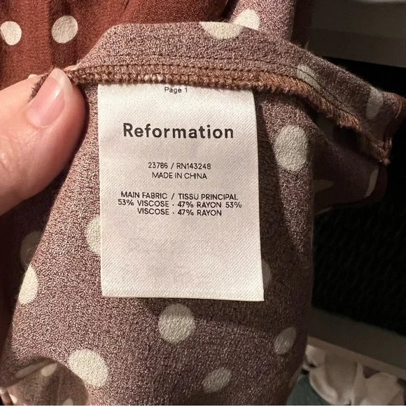 Reformation Brown Polka Dot Women's Dress - Picture 10 of 10